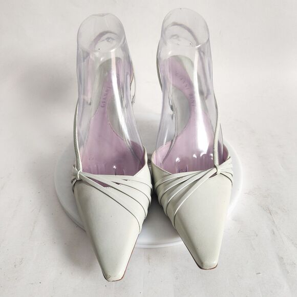 Gianni Bini Heels Size 9 Y2K 90s Mint Green Leather Pointy Square Toe Slingback - Picture 5 of 13